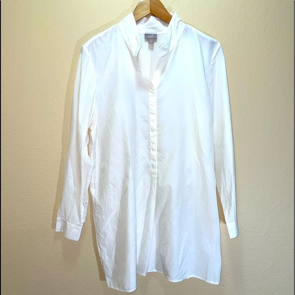 J. Jill off-white silk-cotton blend button-up blouse
